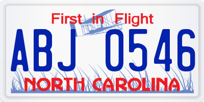 NC license plate ABJ0546