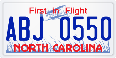 NC license plate ABJ0550