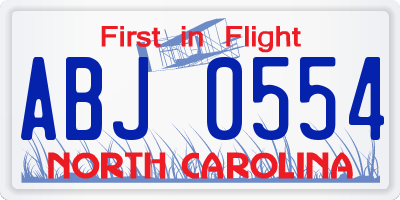 NC license plate ABJ0554