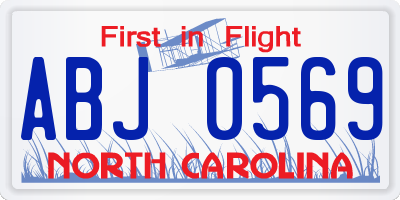 NC license plate ABJ0569