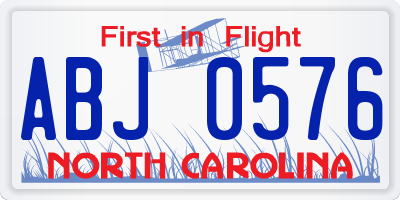 NC license plate ABJ0576