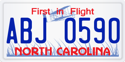 NC license plate ABJ0590