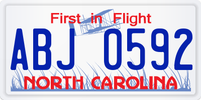 NC license plate ABJ0592