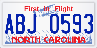 NC license plate ABJ0593