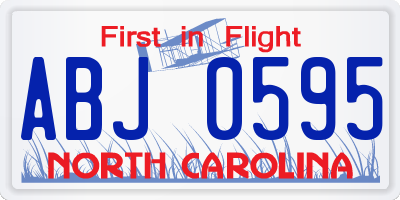 NC license plate ABJ0595