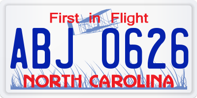 NC license plate ABJ0626