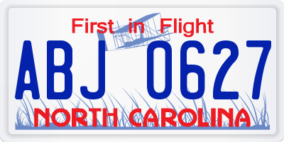 NC license plate ABJ0627