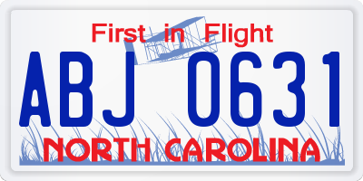 NC license plate ABJ0631