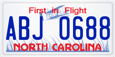 NC license plate ABJ0688