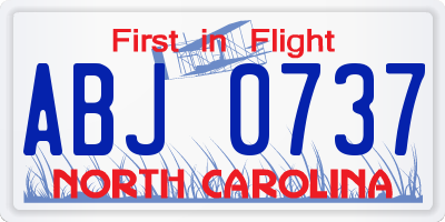 NC license plate ABJ0737
