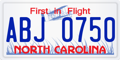 NC license plate ABJ0750
