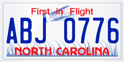 NC license plate ABJ0776