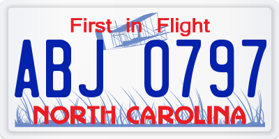 NC license plate ABJ0797