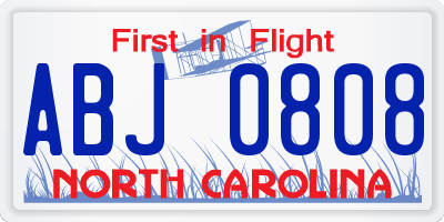 NC license plate ABJ0808