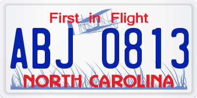 NC license plate ABJ0813