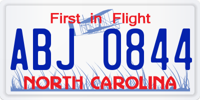 NC license plate ABJ0844