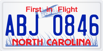 NC license plate ABJ0846