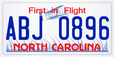 NC license plate ABJ0896