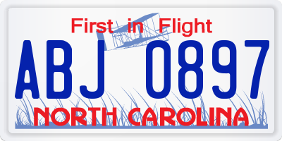 NC license plate ABJ0897