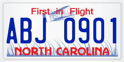 NC license plate ABJ0901