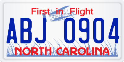 NC license plate ABJ0904