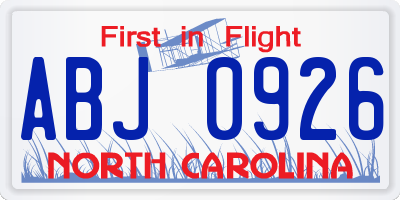 NC license plate ABJ0926