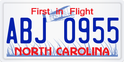 NC license plate ABJ0955