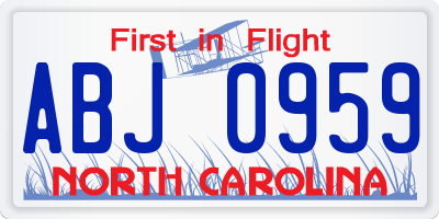 NC license plate ABJ0959