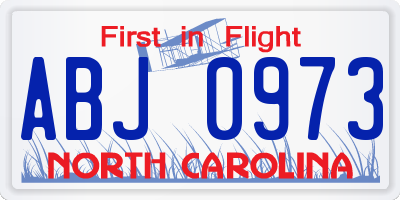 NC license plate ABJ0973