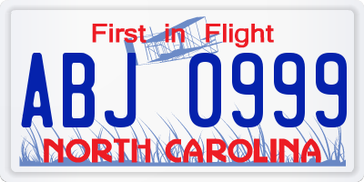 NC license plate ABJ0999