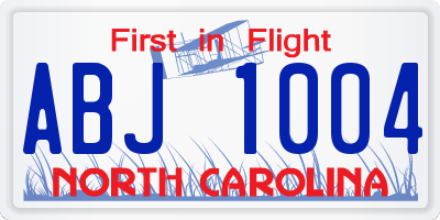NC license plate ABJ1004