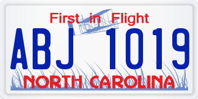 NC license plate ABJ1019