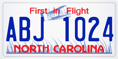 NC license plate ABJ1024