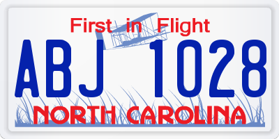 NC license plate ABJ1028