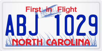 NC license plate ABJ1029