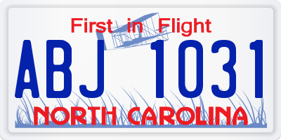 NC license plate ABJ1031