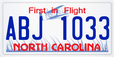 NC license plate ABJ1033