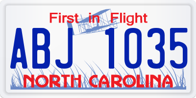 NC license plate ABJ1035