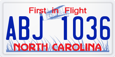NC license plate ABJ1036