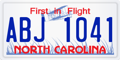 NC license plate ABJ1041