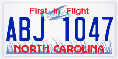NC license plate ABJ1047
