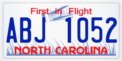 NC license plate ABJ1052