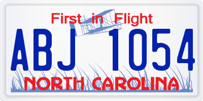 NC license plate ABJ1054