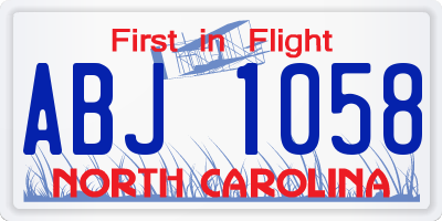 NC license plate ABJ1058
