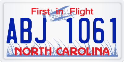 NC license plate ABJ1061
