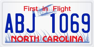 NC license plate ABJ1069