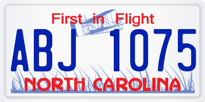 NC license plate ABJ1075
