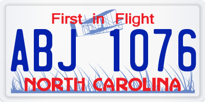 NC license plate ABJ1076