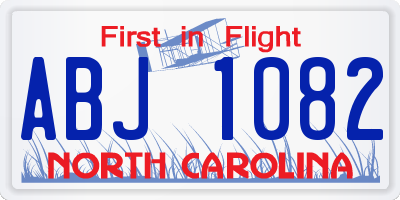 NC license plate ABJ1082