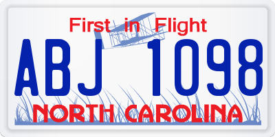 NC license plate ABJ1098